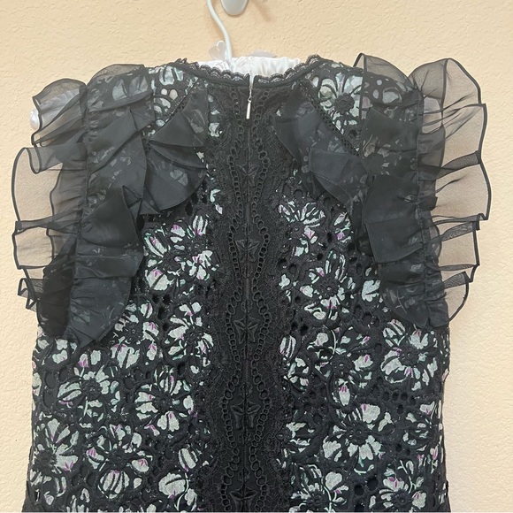 Rebecca Taylor NWOT SILK Sleeveless Floral Embroidery Ruffle Mini Dress B17/20 - Picture 10 of 16